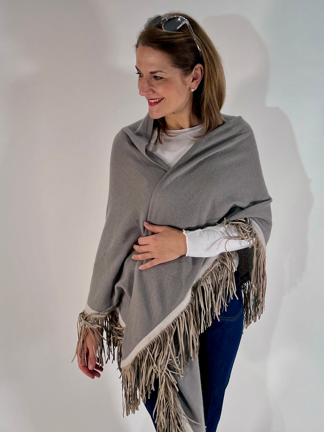 Dreieckstuch mit Lederfransen Vegan