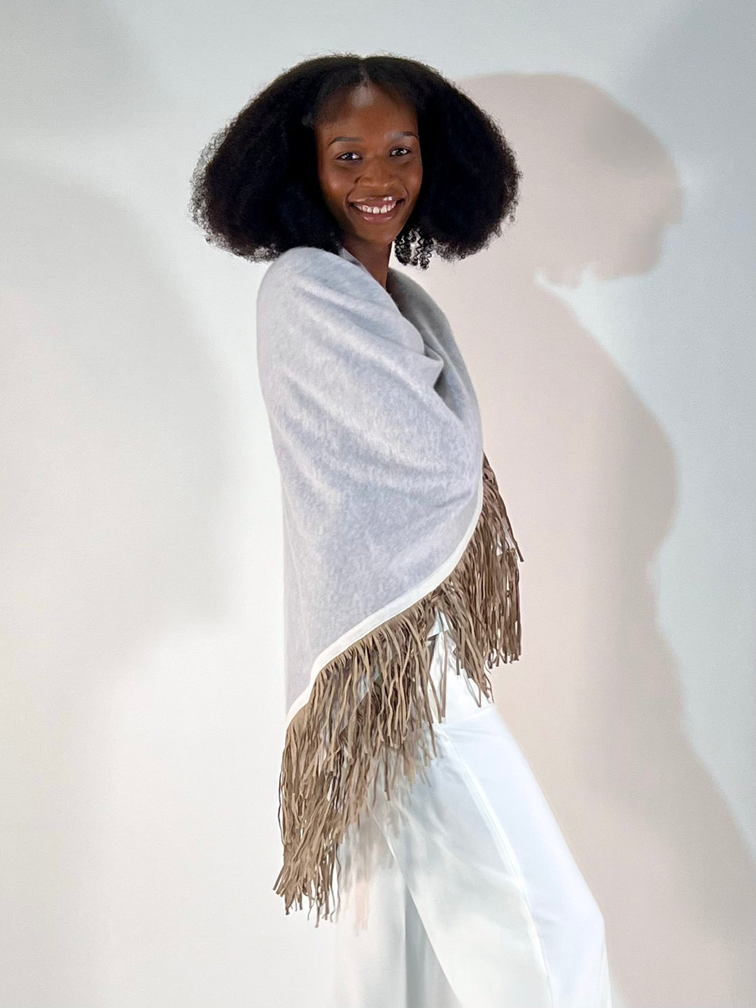 Dreieckstuch mit Lederfransen Vegan