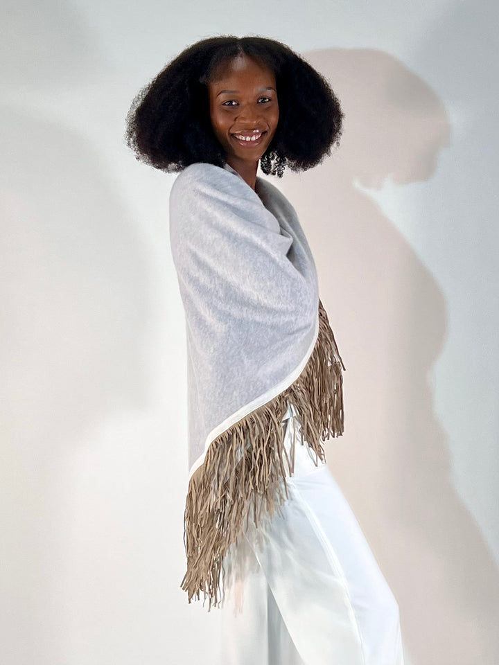 Dreieckstuch mit Lederfransen Vegan