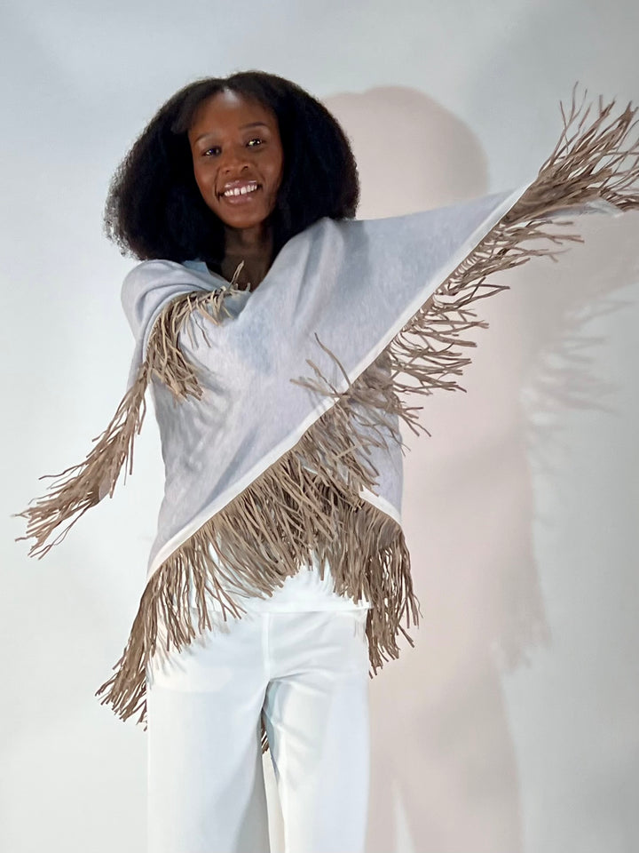 Dreieckstuch mit Lederfransen Vegan