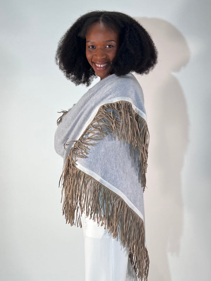 Dreieckstuch mit Lederfransen Vegan