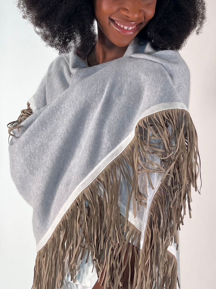 Dreieckstuch mit Lederfransen Vegan