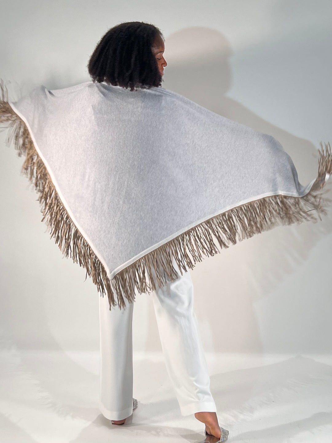 Dreieckstuch mit Lederfransen Vegan