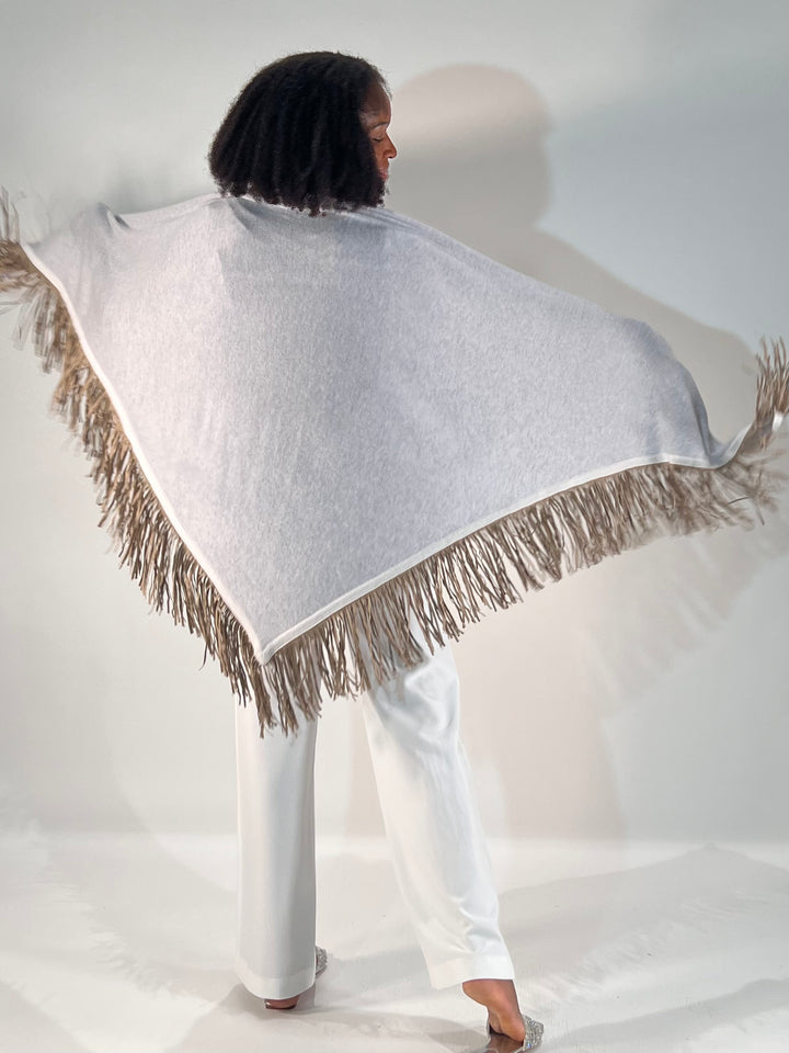 Dreieckstuch mit Lederfransen Vegan