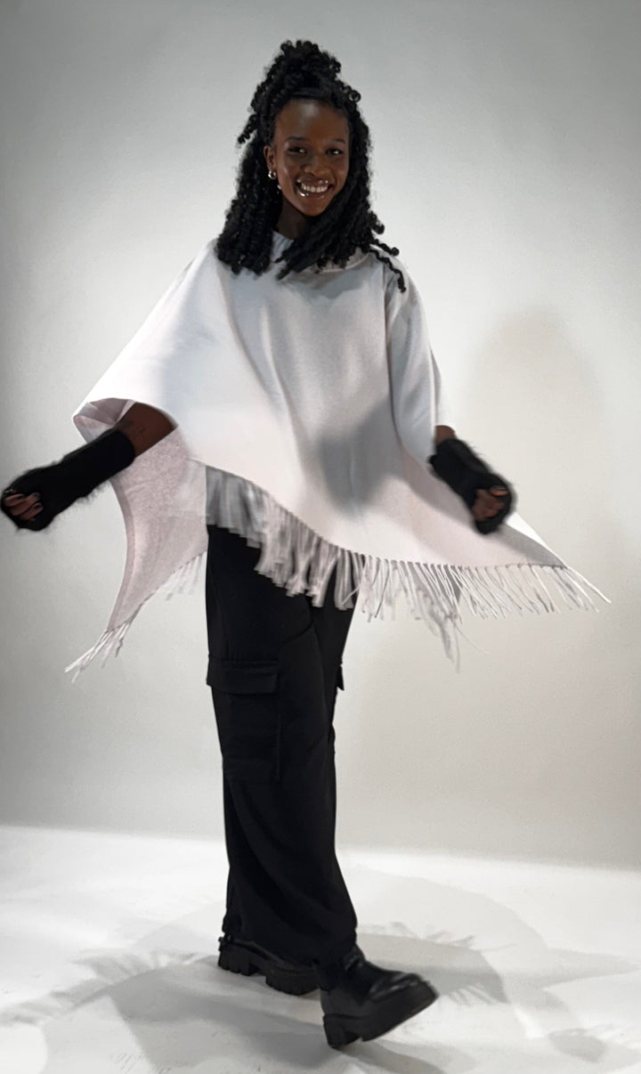 Poncho-Pulli mit Fransen