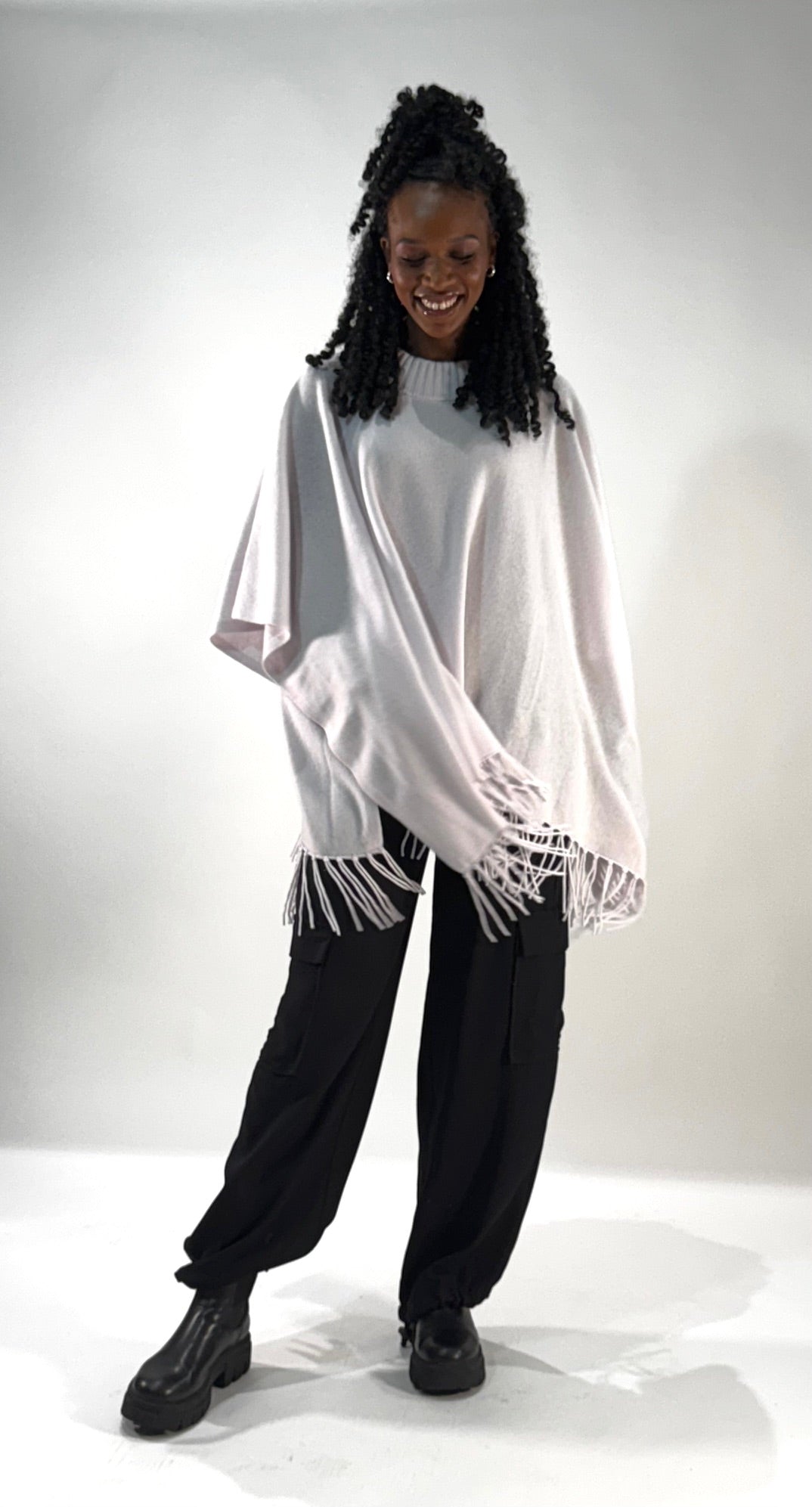 Poncho-Pulli mit Fransen