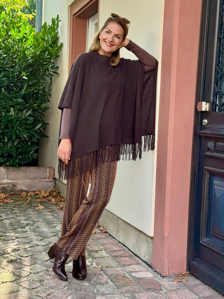 Poncho-Pulli mit Fransen