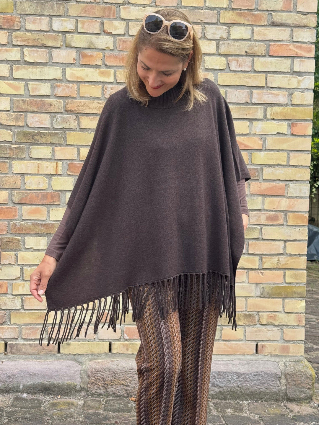 Poncho-Pulli mit Fransen