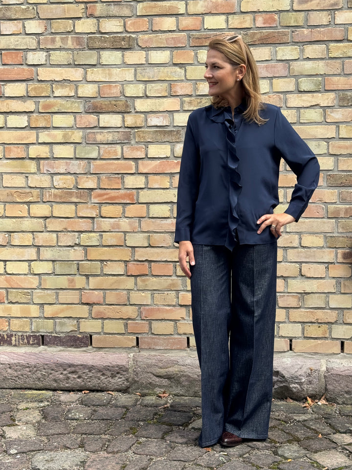 Seiden-Hemdbluse mit Volant