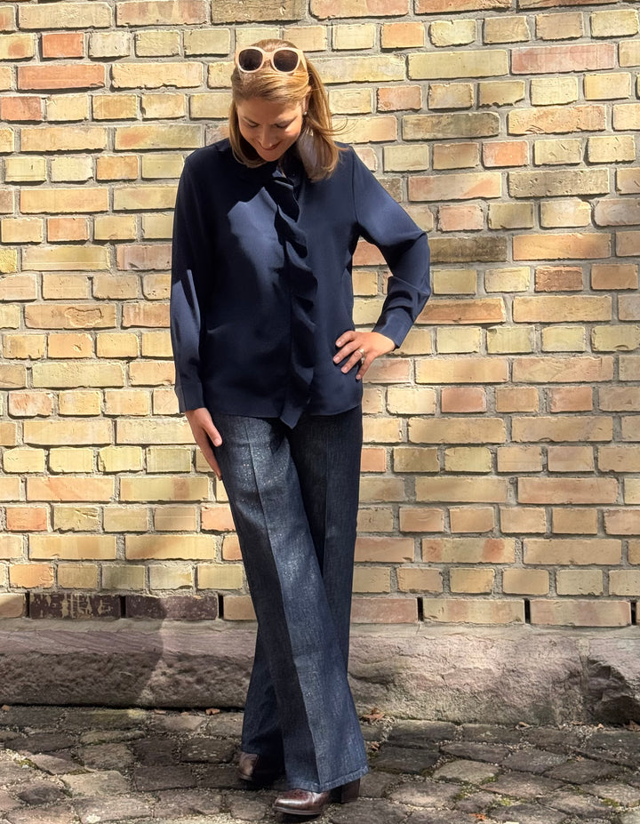 Seiden-Hemdbluse mit Volant