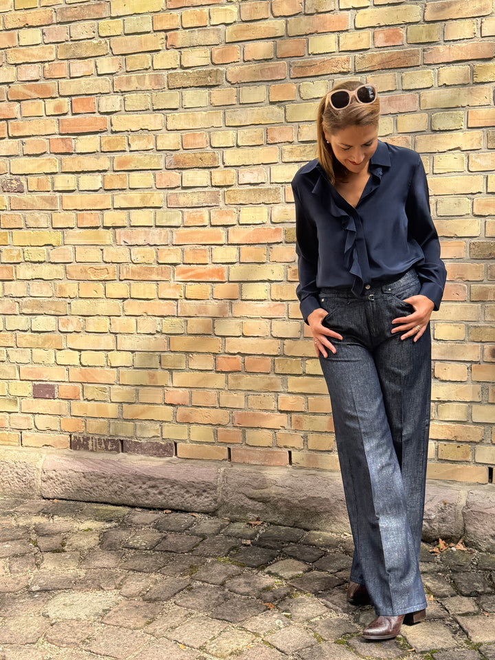 Seiden-Hemdbluse mit Volant