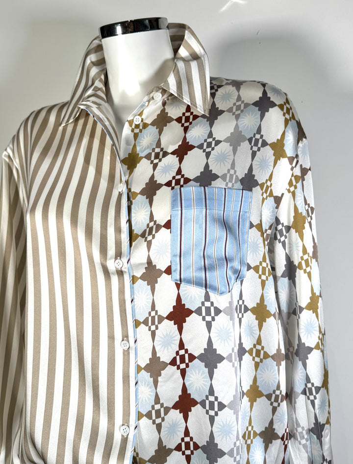 Seiden-Hemdbluse im Multiprint