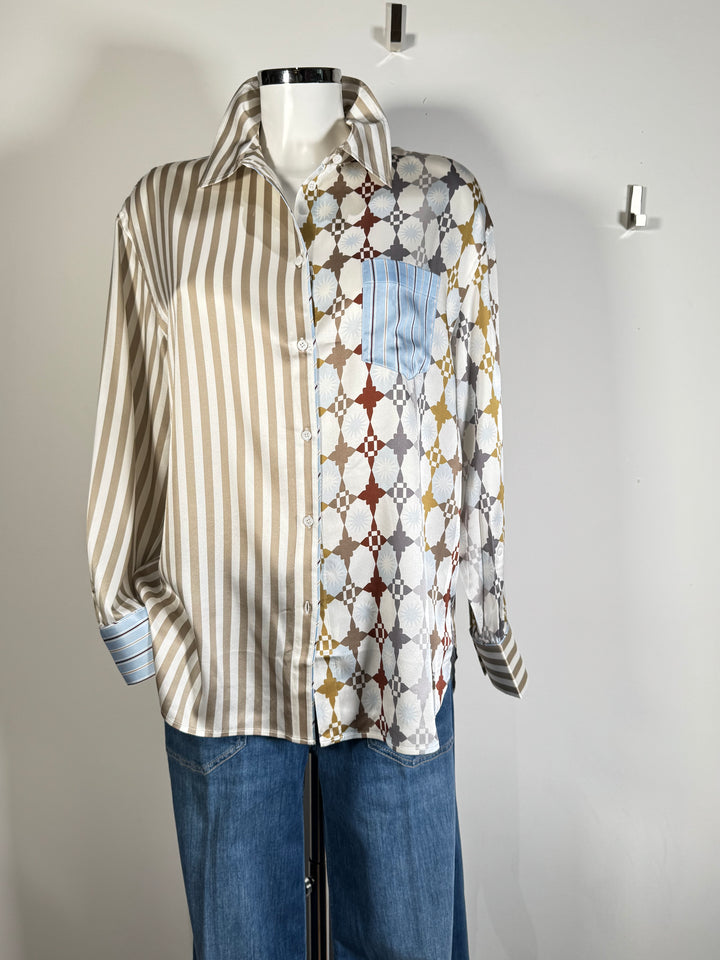 Seiden-Hemdbluse im Multiprint