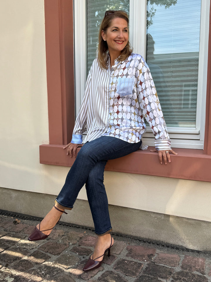Seiden-Hemdbluse im Multiprint