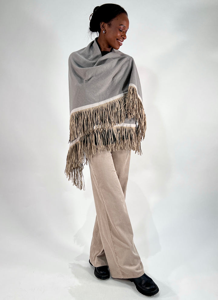 Dreieckstuch mit Lederfransen Vegan