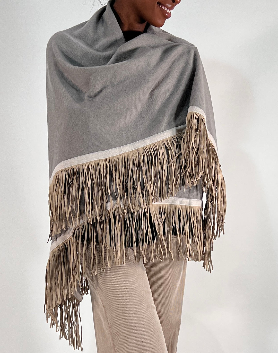 Dreieckstuch mit Lederfransen Vegan