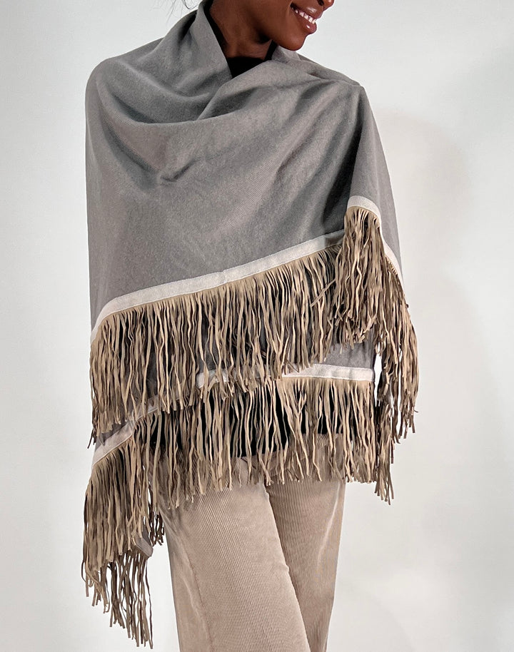 Dreieckstuch mit Lederfransen Vegan