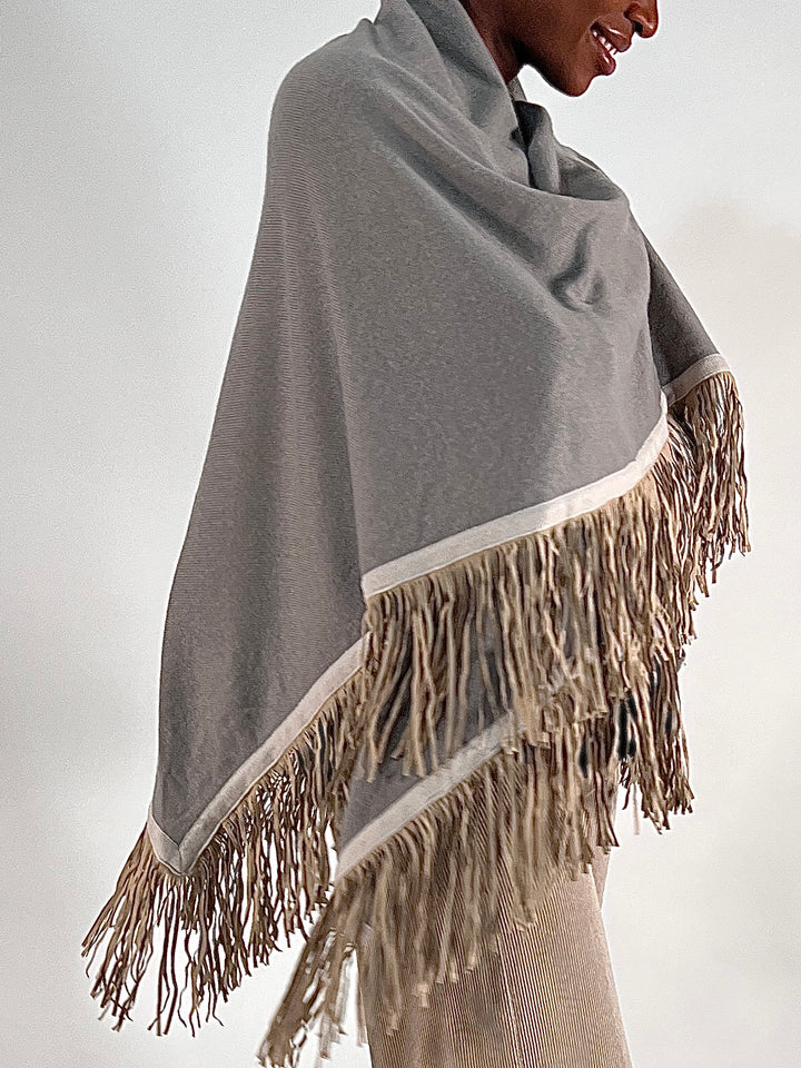 Dreieckstuch mit Lederfransen Vegan