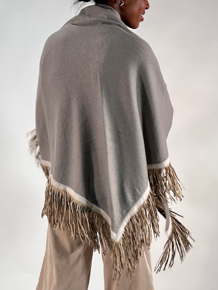 Dreieckstuch mit Lederfransen Vegan