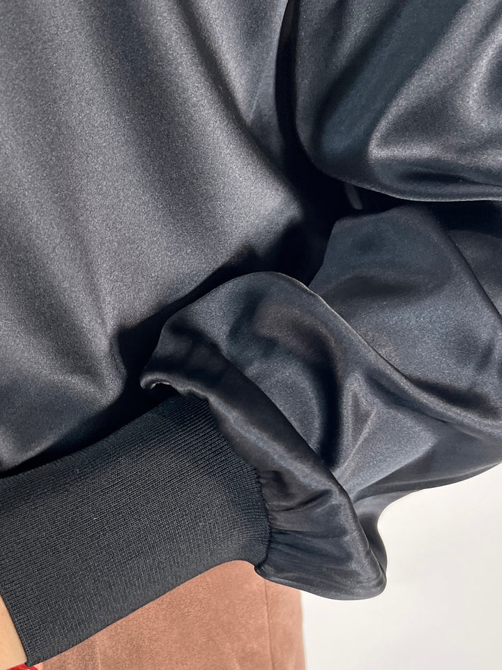 Seidenbluse Shiny mit Strickbündchen