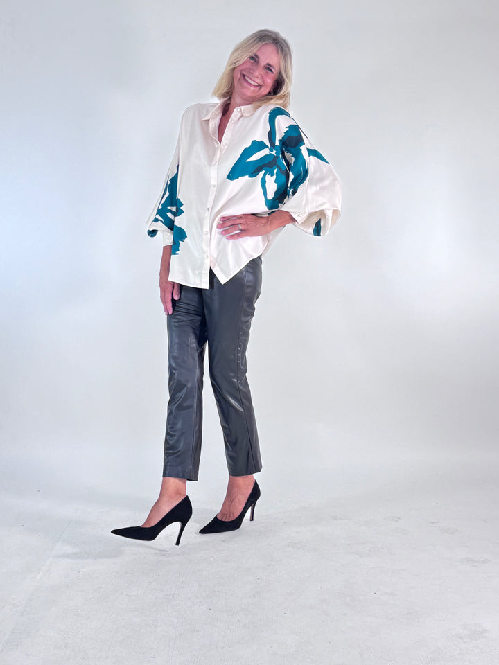 Seiden-Hemdbluse im floralen Print