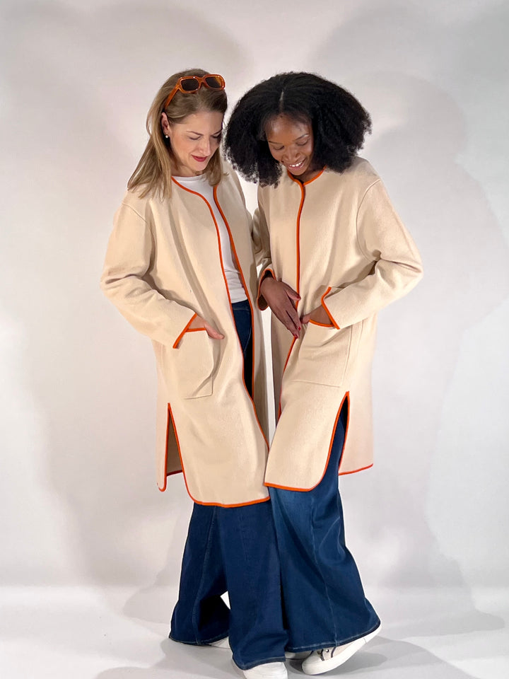 Strickcardigan mit Kontrastabschlüssen