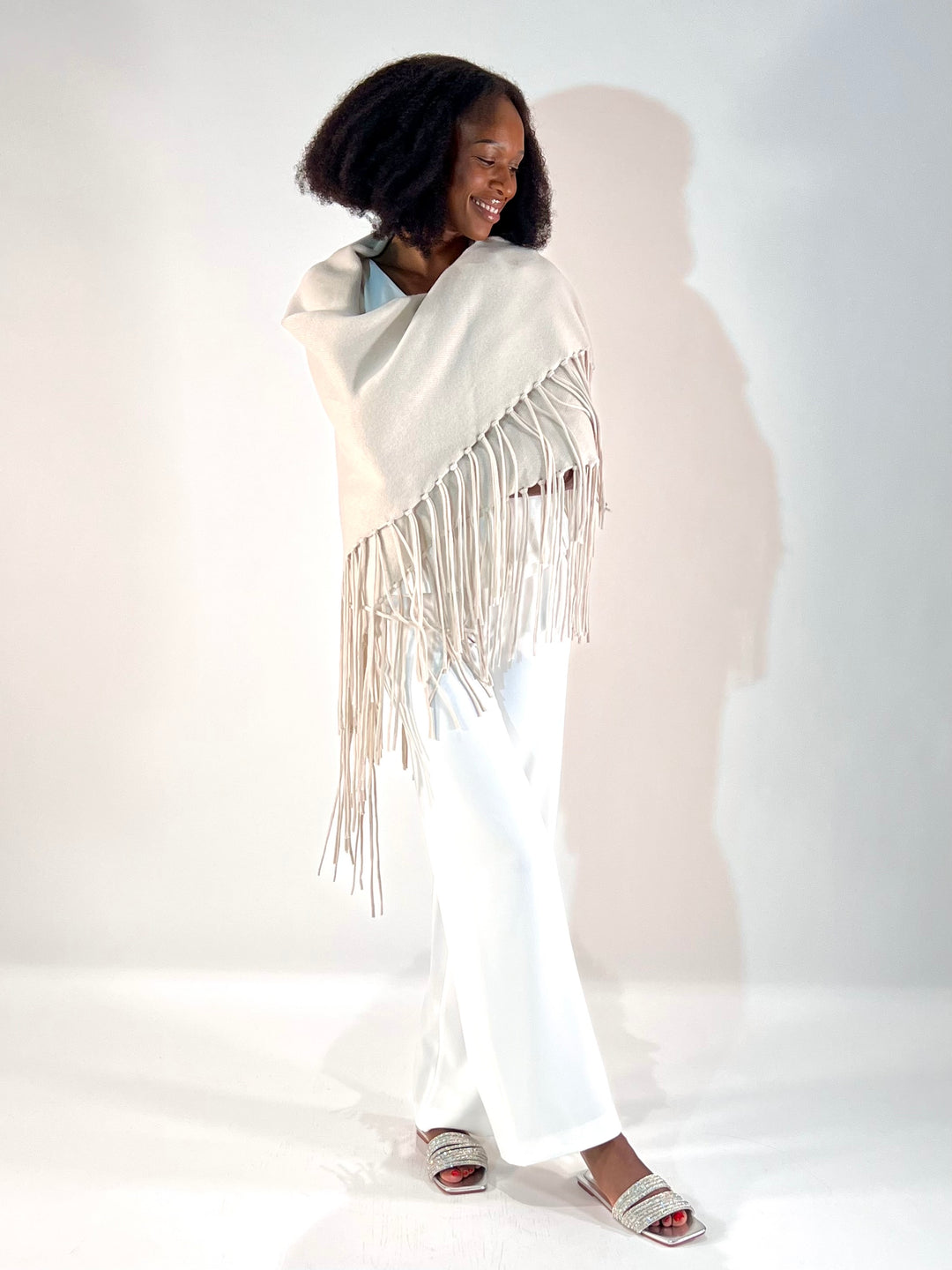 Dreieckstuch mit langen Fransen Uni