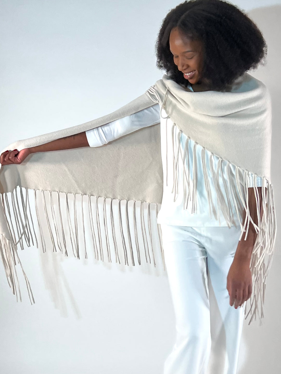 Dreieckstuch mit langen Fransen Uni