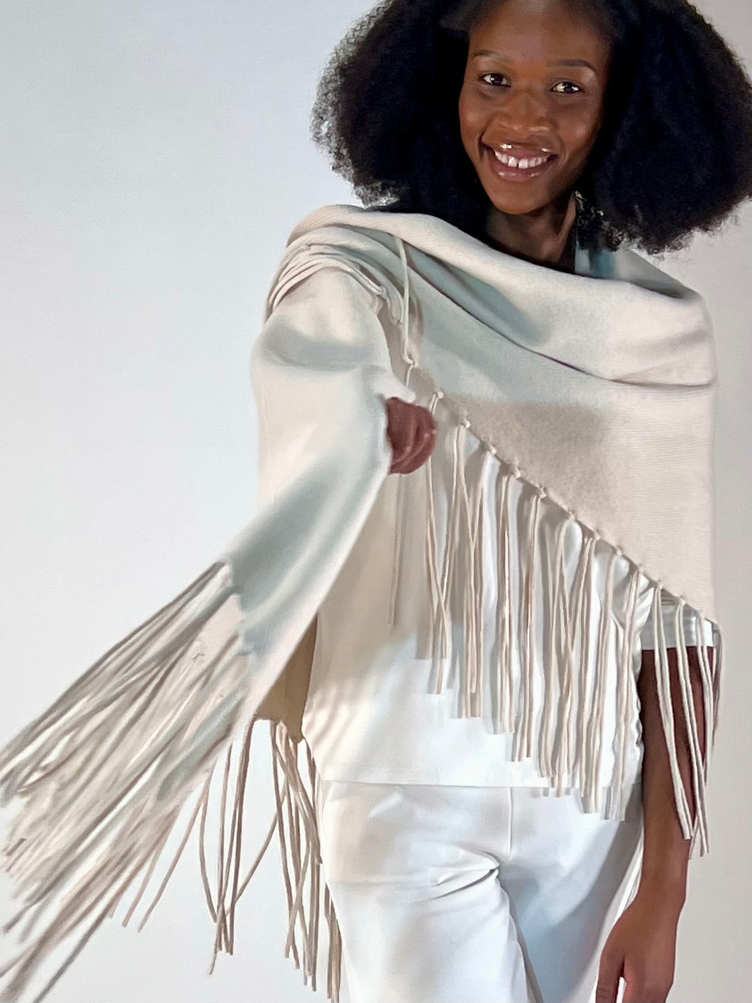 Dreieckstuch mit langen Fransen Uni