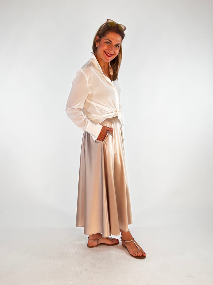 Satin-Maxi-Rock Shiny