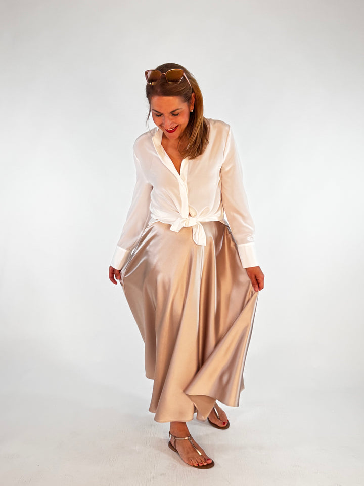 Satin-Maxi-Rock Shiny