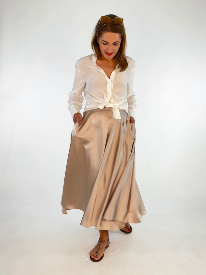 Satin-Maxi-Rock Shiny