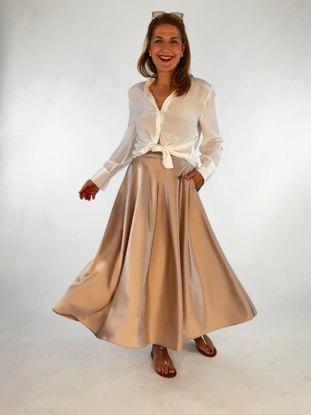 Satin-Maxi-Rock Shiny