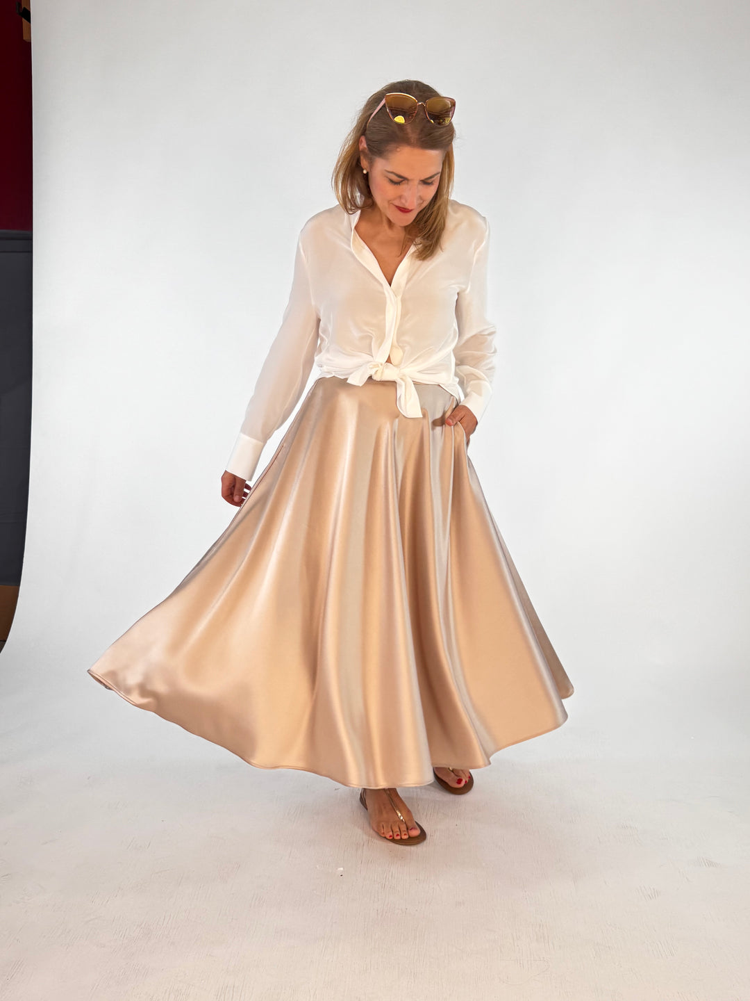 Satin-Maxi-Rock Shiny