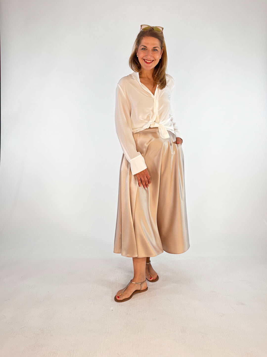 Satin-Maxi-Rock Shiny