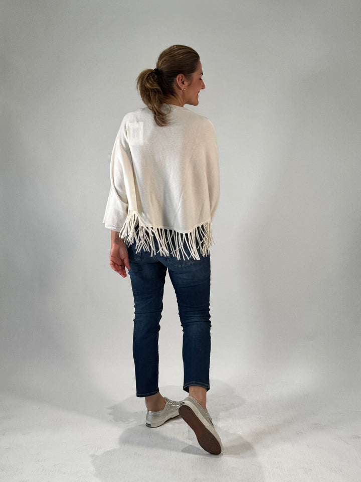 Poncho mit Arm und Fransen