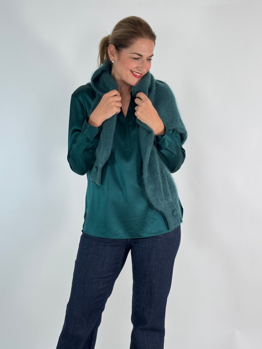 V-Seidenbluse Emilia