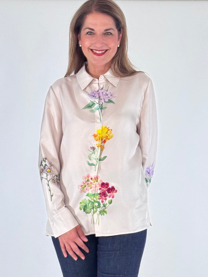 Elegante Seidenbluse mit Blütenprint