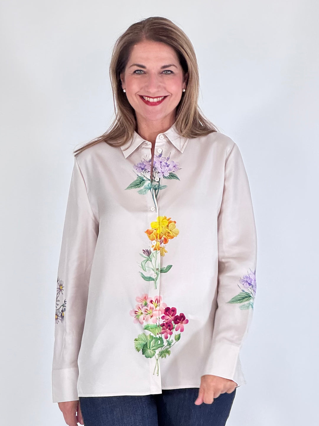 Elegante Seidenbluse mit Blütenprint