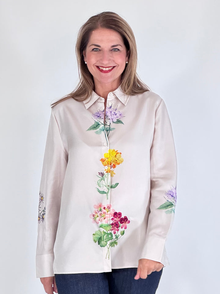 Elegante Seidenbluse mit Blütenprint