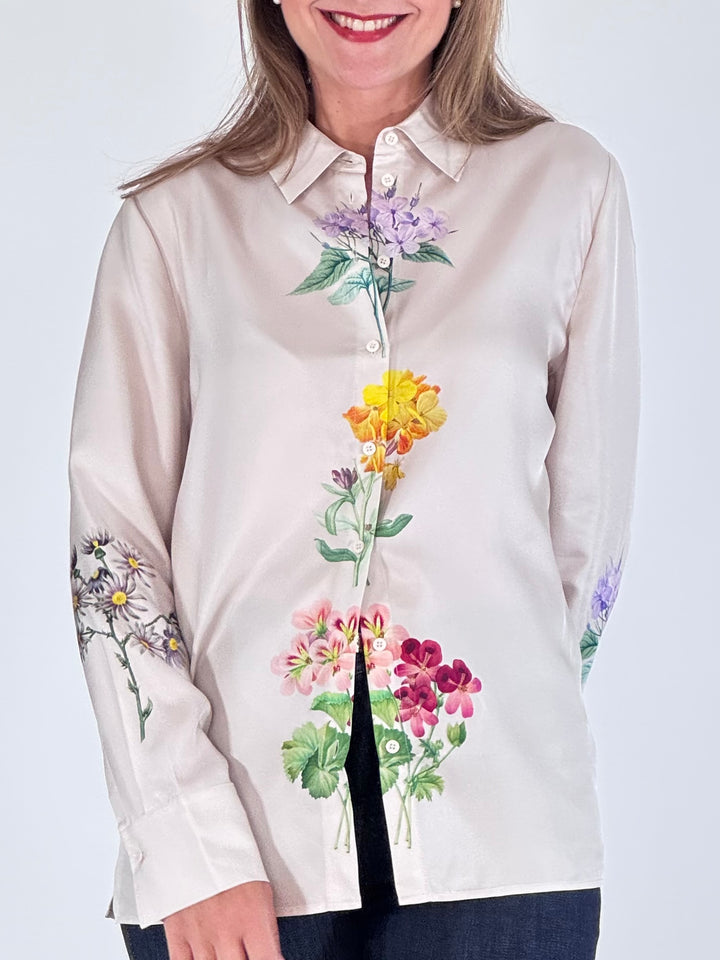 Elegante Seidenbluse mit Blütenprint