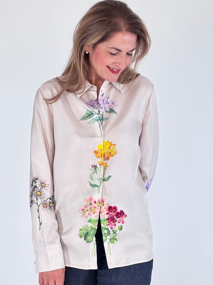 Elegante Seidenbluse mit Blütenprint