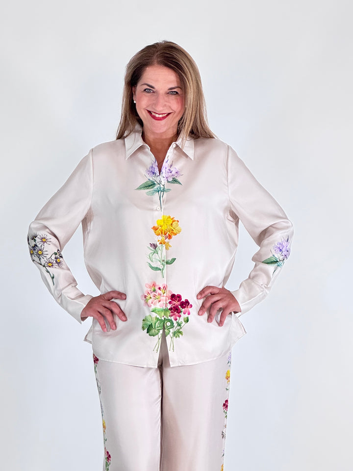 Elegante Seidenbluse mit Blütenprint