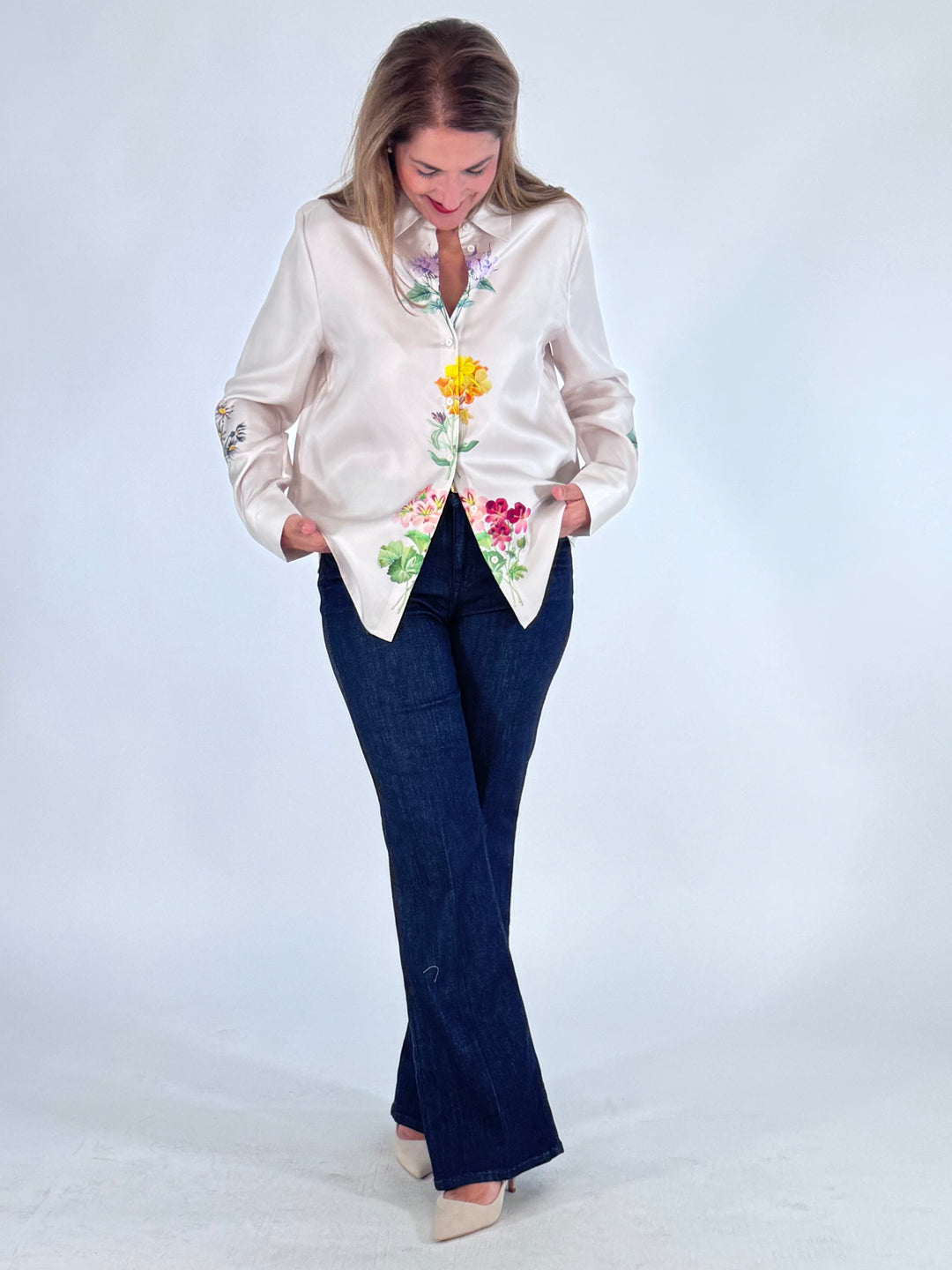 Elegante Seidenbluse mit Blütenprint