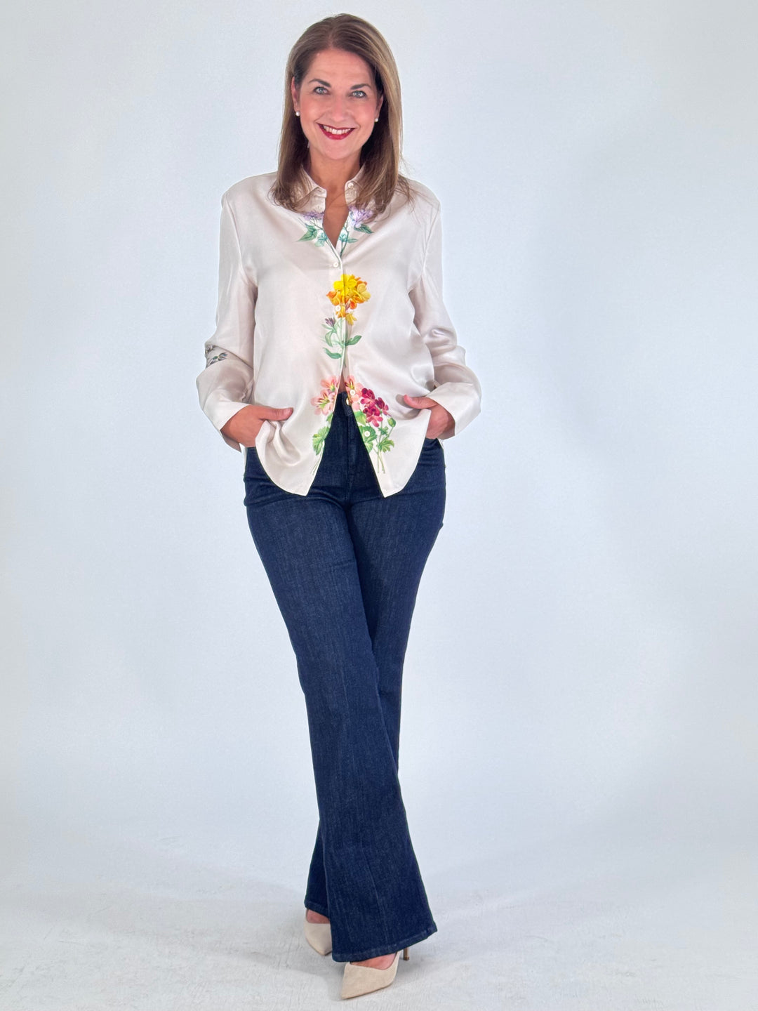 Elegante Seidenbluse mit Blütenprint