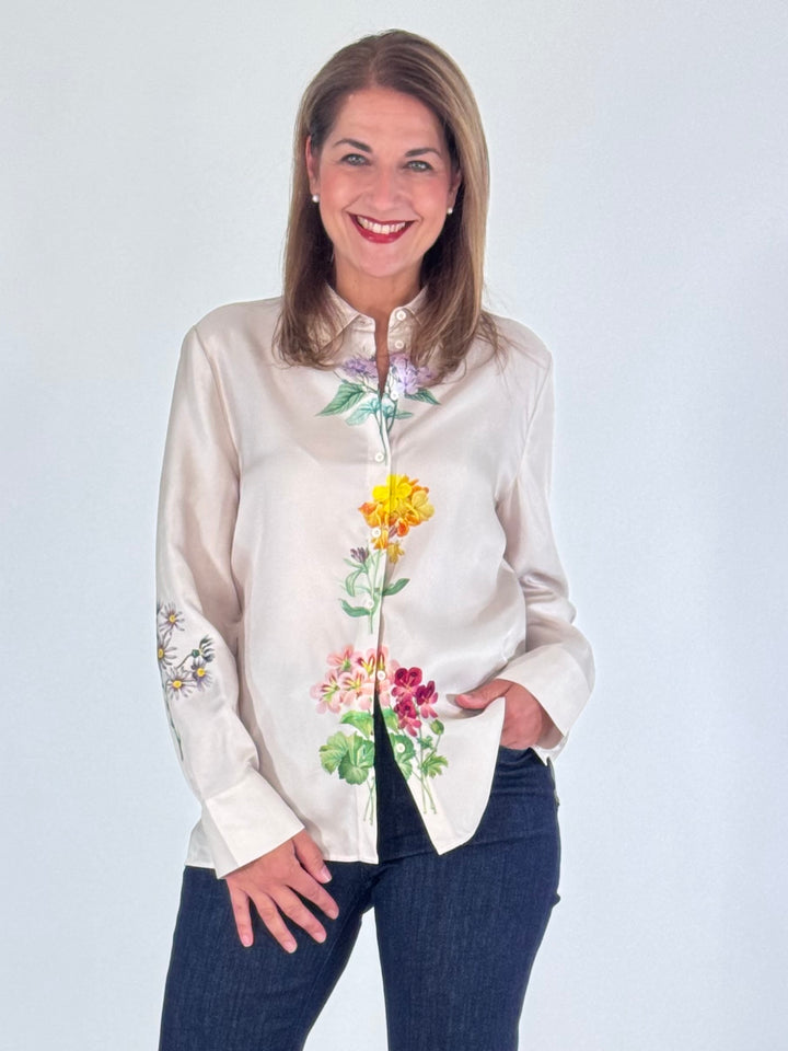 Elegante Seidenbluse mit Blütenprint