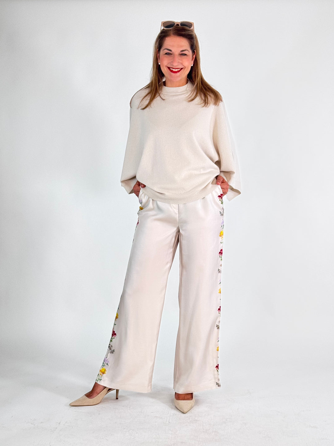 Seiden Hose mit Blütenprint