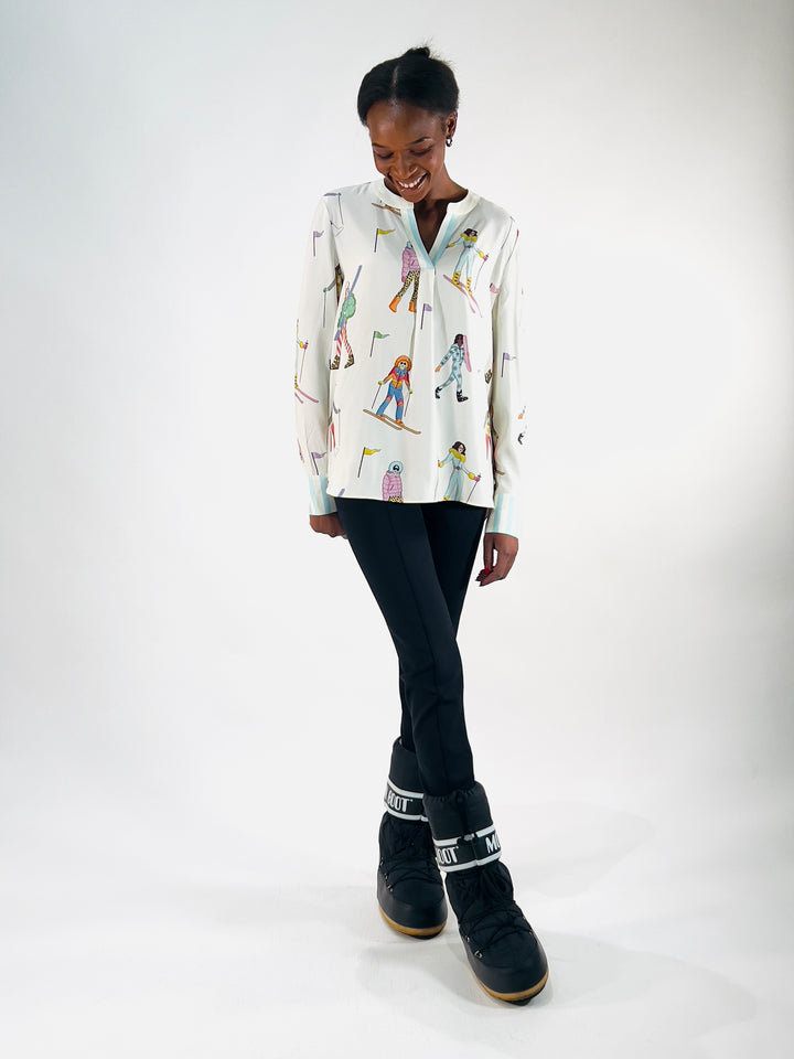 V-Seidenbluse Ski