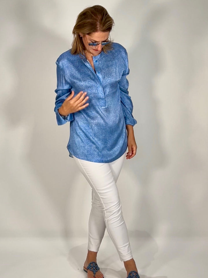 Silk blouse with Mao collar