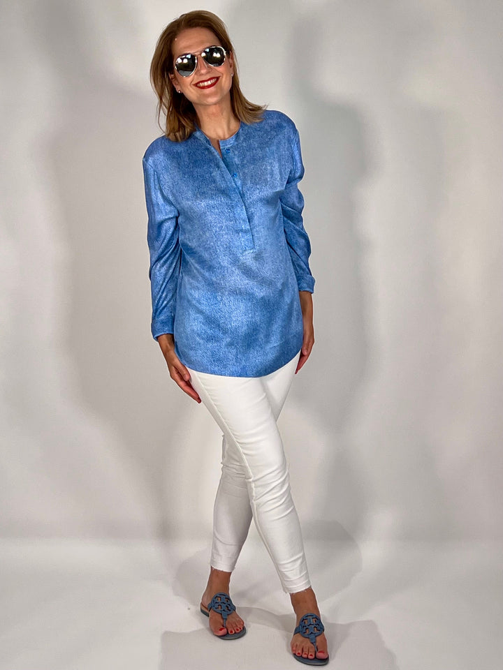 Silk blouse with Mao collar